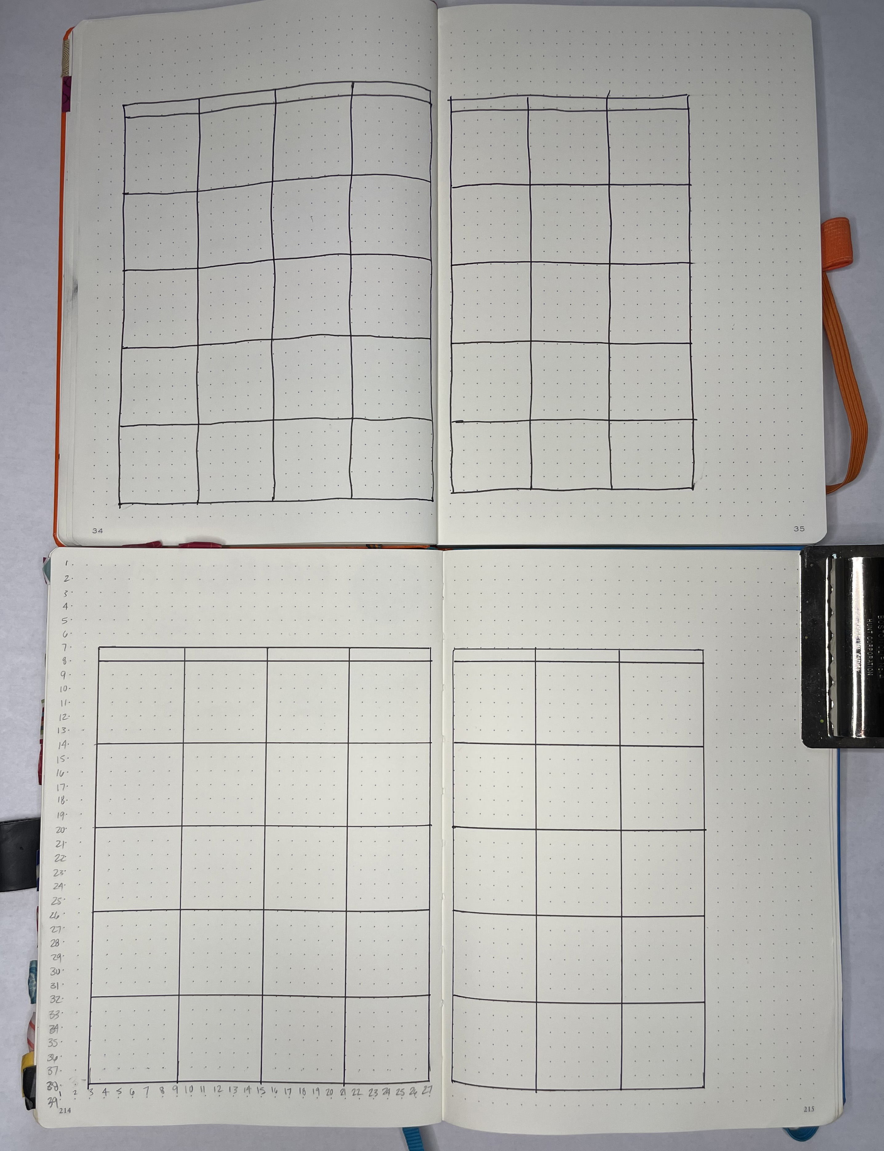 Monthly Spread Bullet Journal Grid