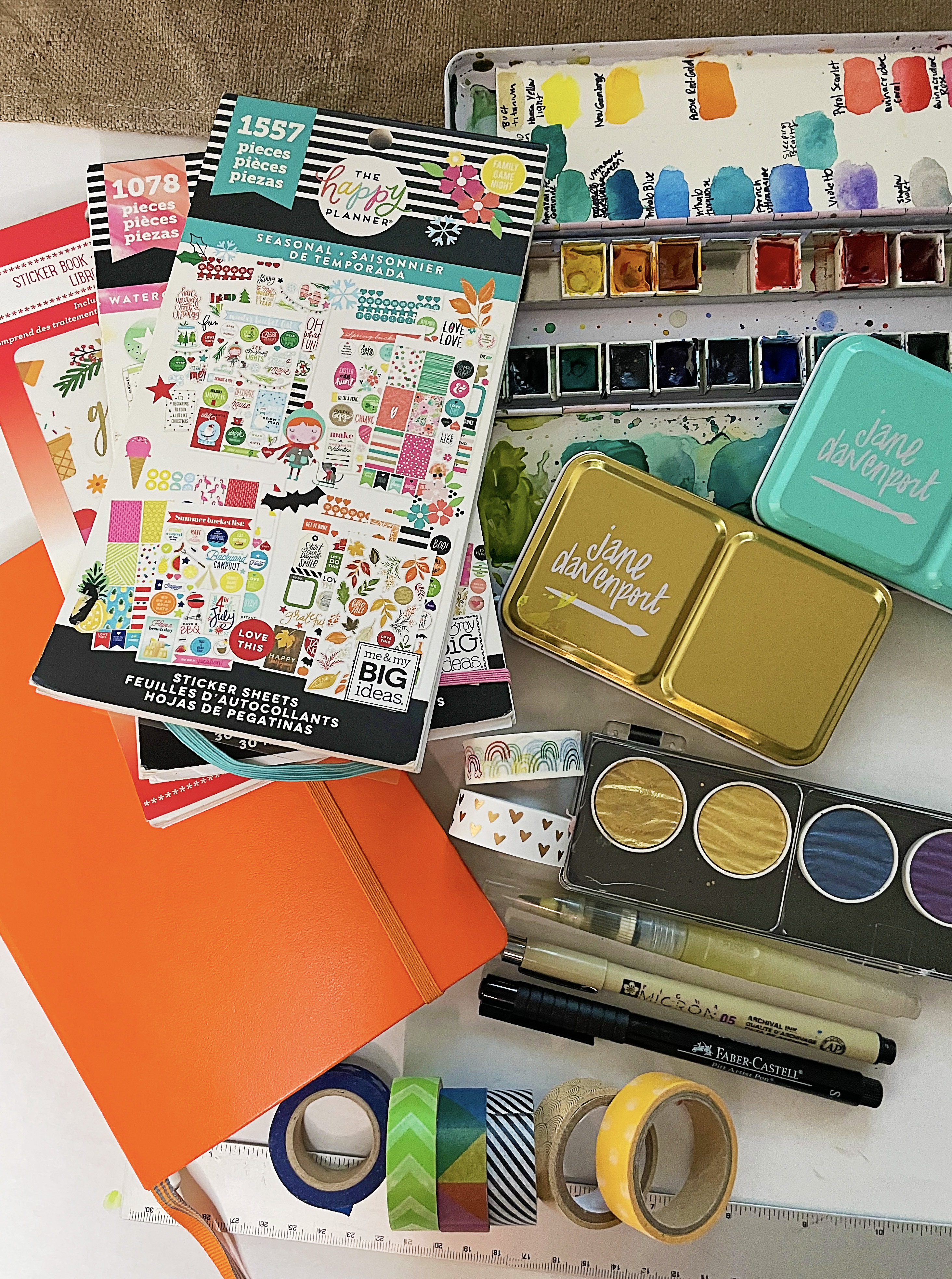 supplies for monthly bullet journal spread