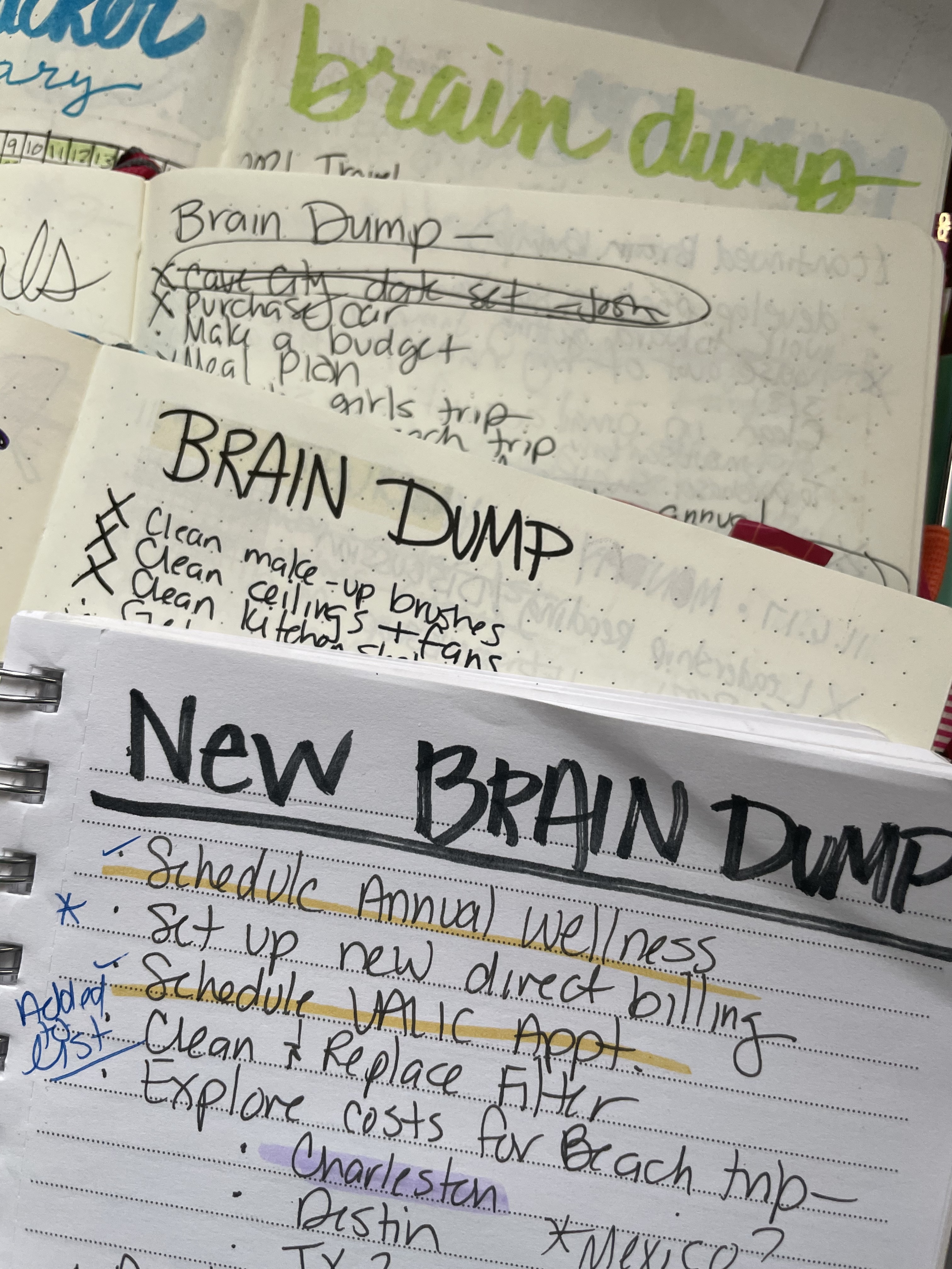 past brain dump lists