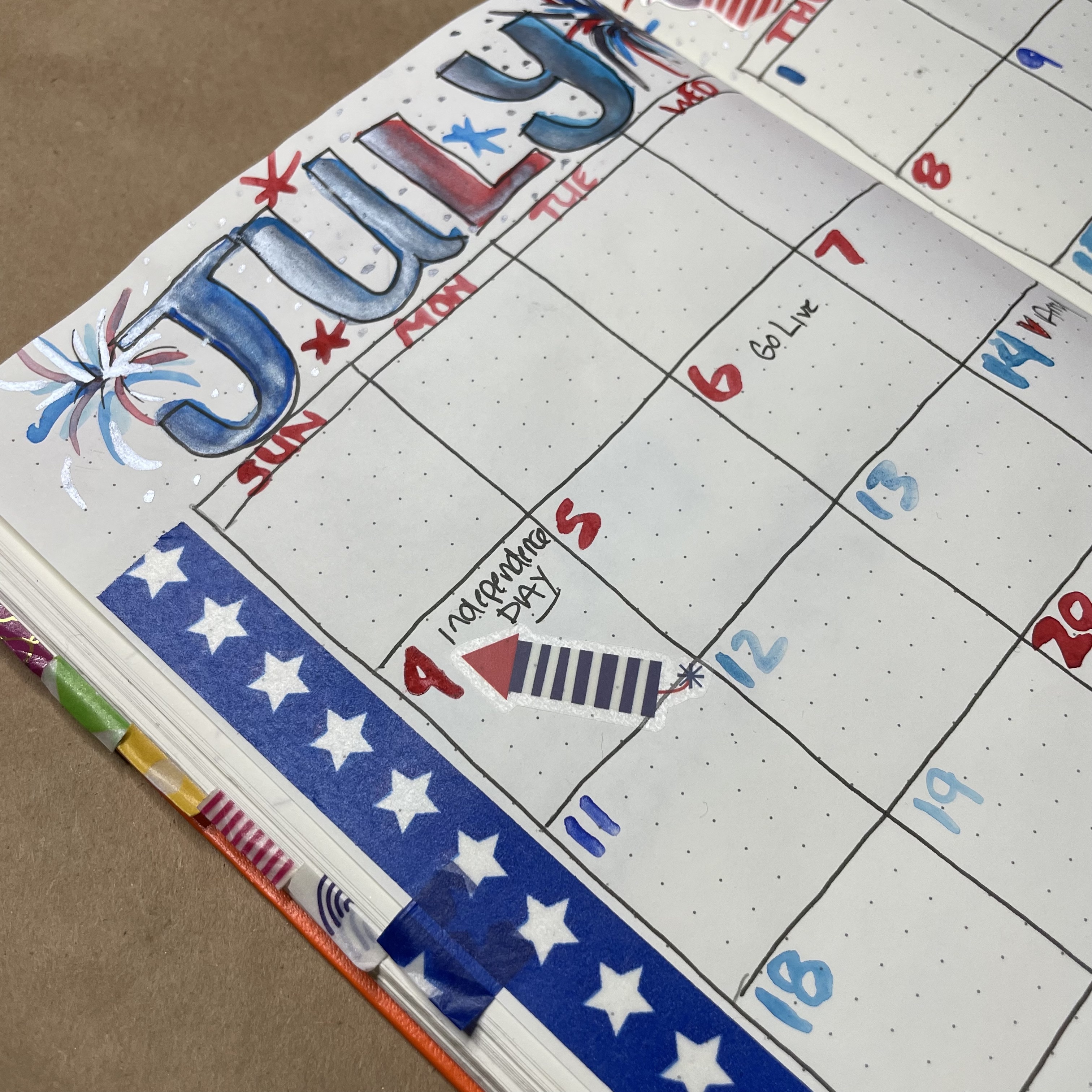 washi tab in bullet journal