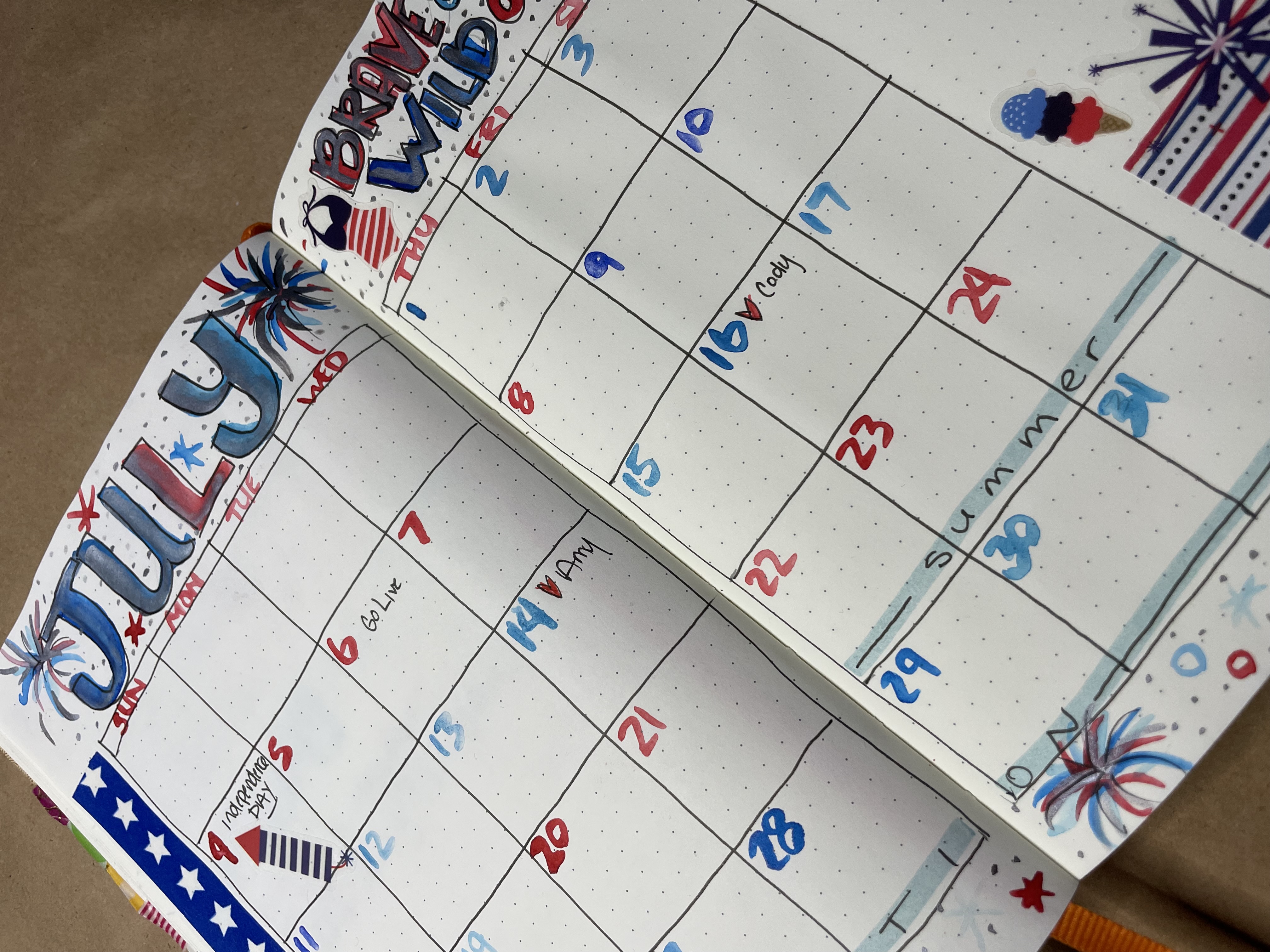 july monthly bullet journal