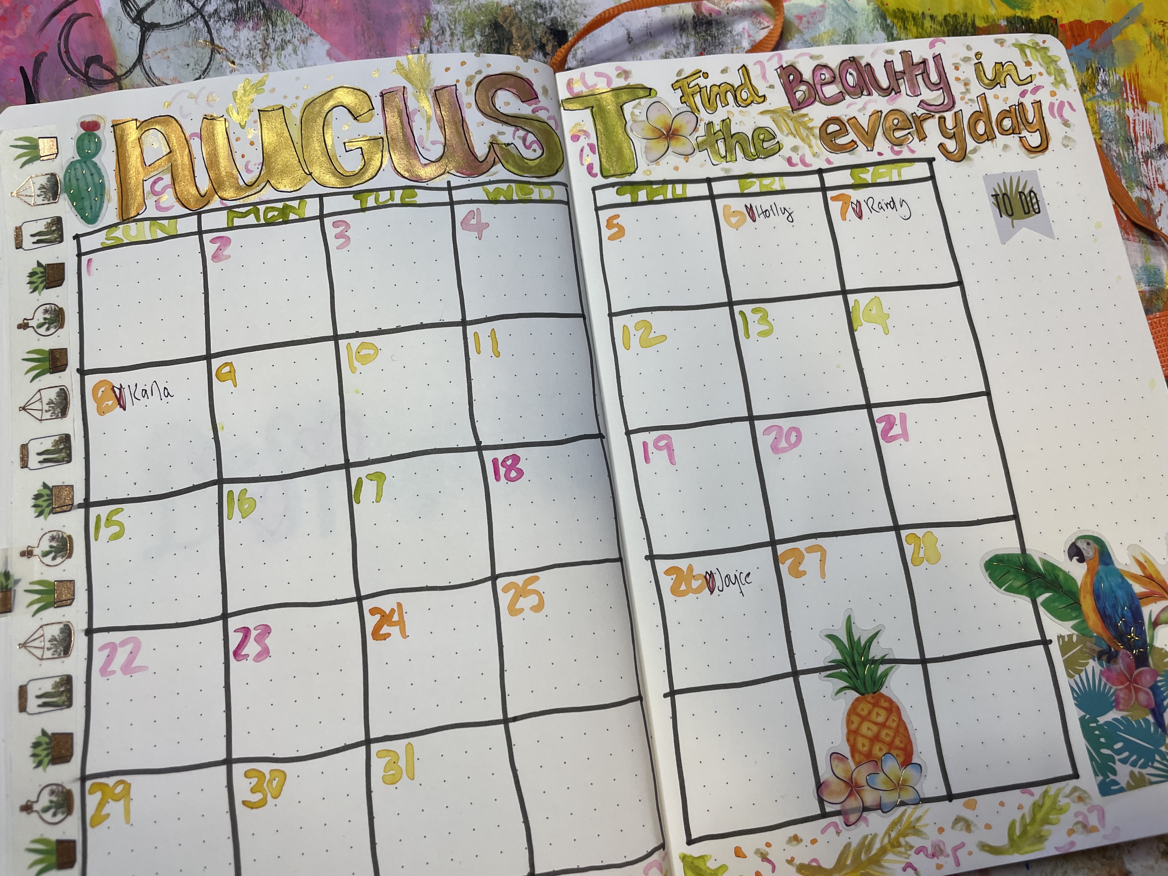 August bujo monthly