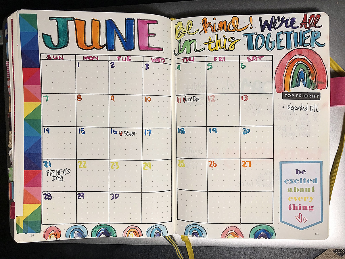 simple bullet journal monthly spread