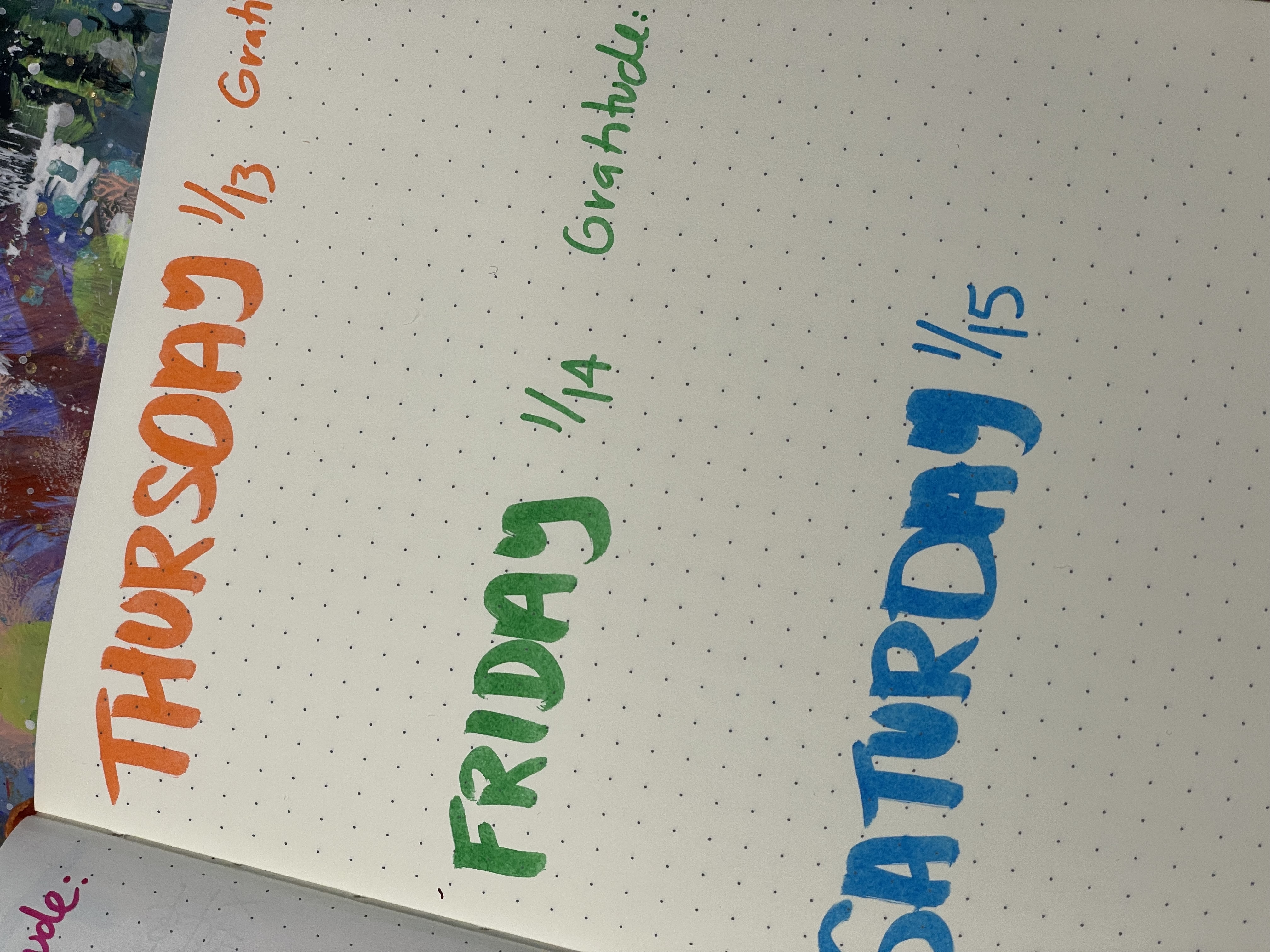 Days of the week for bullet journal